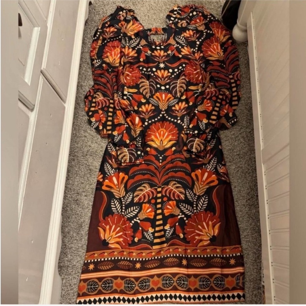 FARM Rio Long Sleeve Dress - Black, Orange, Red - Picture 2 of 4